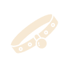 An illustration of a pet collar (like for a dog or cat), depicted with an adjustable buckle and holes, in the orange/brown color.